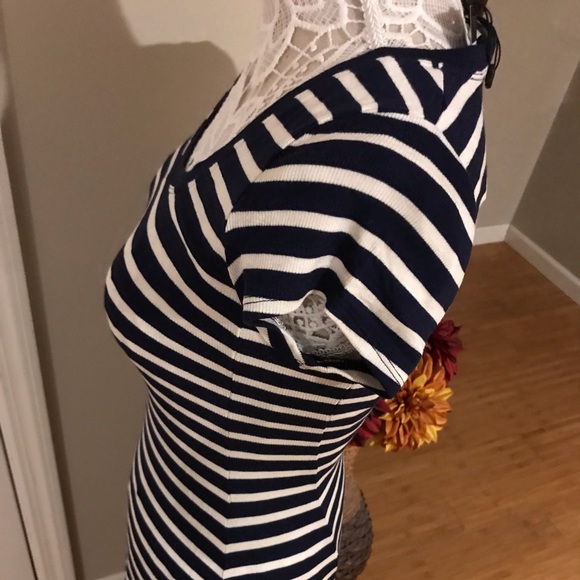 BCBG Max Azria Navy Blue & White Stripes Dress - Picture 2 of 8
